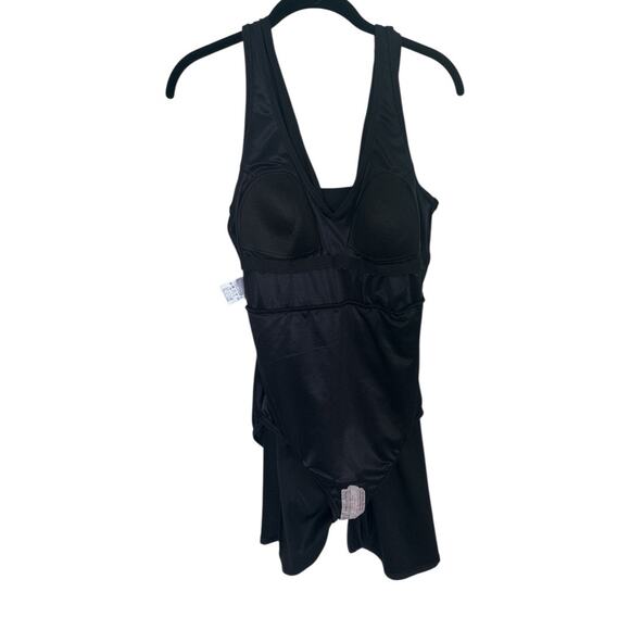 Lands' End Tummy Control Surplice One-Piece Swim Dress Black Size 12 LONG Wrap - Picture 5 of 8